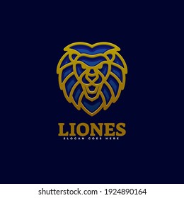 Vector Logo Illustration Lion Color Luxury Style.