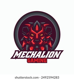 Vector Logo Illustration Lion E- Sport and Sport Style.