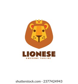 Vector Logo Illustration Lion Flat Modern Style.