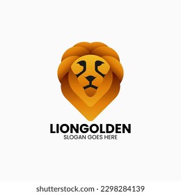 Vector Logo Illustration Lion Golden Gradient Colorful Style