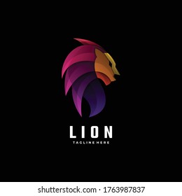 Vector Logo Illustration Lion Gradient Colorful Style.