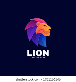Vector Logo Illustration Lion Gradient Colorful Style.