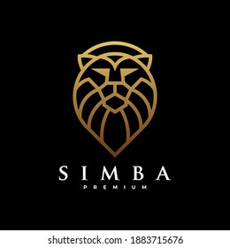 Vector Logo Illustration Lion Gradient Line Art Style.