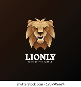 Vector Logo Illustration Lion Gradient Colorful Style.
