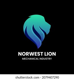 Vector Logo Illustration Lion Gradient Colorful Style.