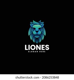Vector Logo Illustration Lion Gradient Colorful Style.