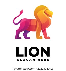 Vector Logo Illustration Lion Gradient Colorful Style.