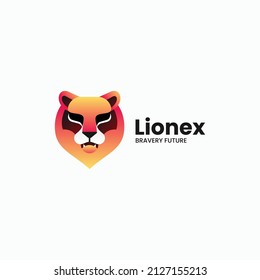 Vector Logo Illustration Lion Gradient Colorful Style.