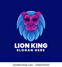 Vector Logo Illustration Lion Gradient Colorful Style.