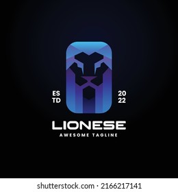 Vector Logo Illustration Lion Gradient Colorful Style.
