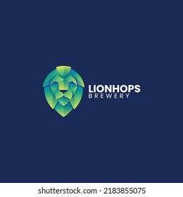Vector Logo Illustration Lion Gradient Colorful Style.