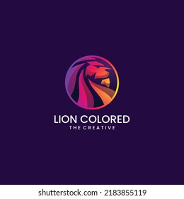 Vector Logo Illustration Lion Gradient Colorful Style.