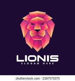 Vector Logo Illustration Lion Gradient Colorful Style.