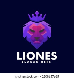 Vector Logo Illustration Lion Gradient Colorful Style