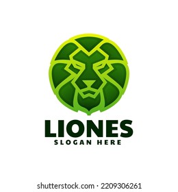 Vector Logo Illustration Lion Gradient Line Art Style.