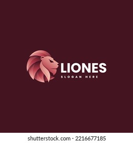 Vector Logo Illustration Lion Gradient Colorful Style.