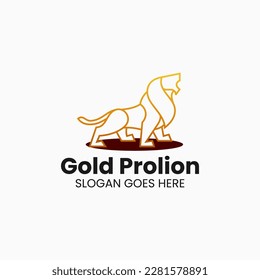 Vector Logo Illustration Lion Gradient Line Art Style