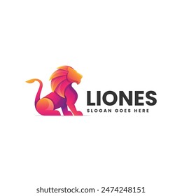Vector Logo Illustration Lion Gradient Colorful Style