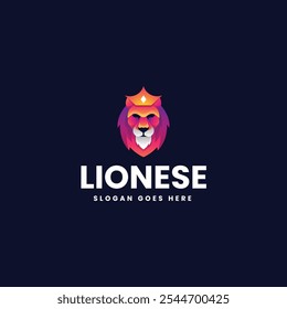 Vector Logo Illustration Lion Gradient Colorful Style