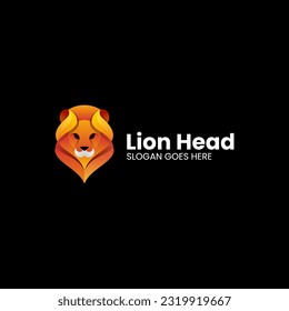 Vector Logo Illustration Lion Head Gradient Colorful Style