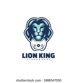 Vector Logo Illustration Lion King Simple Mascot Style.
