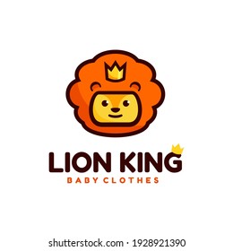 Vector Logo Illustration Lion King Simple Mascot Style.