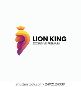 Vector Logo Illustration Lion King Gradient Colorful Style