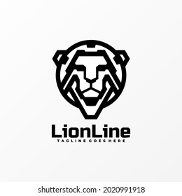 Vector logo illustration lion line art style Premium Vector