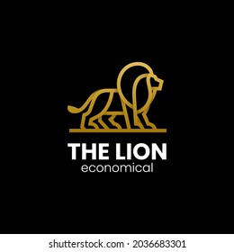 Vector Logo Illustration Lion Line Art Style.