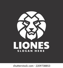 Vector Logo Illustration Lion Line Art Style.