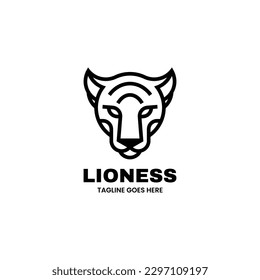 Vector Logo Illustration Lion Line Art Style.