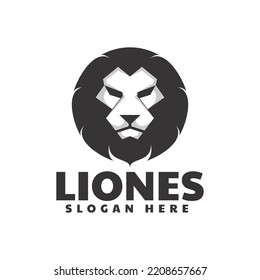 Vector Logo Illustration Lion Silhouette Style