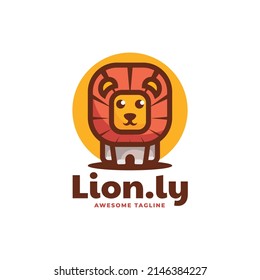 Vector Logo Illustration Lion Simple Mascot Style.
