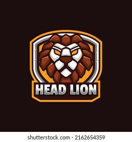 Vector Logo Illustration Lion Simple Mascot Style.