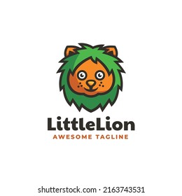 Vector Logo Illustration Lion Simple Mascot Style.