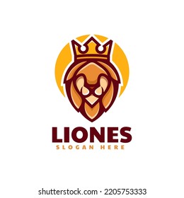 Vector Logo Illustration Lion Simple Mascot Style