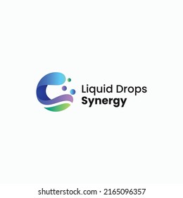 Ilustración de logotipo vectorial Gotas líquidas Gradiente Estilo Colorido.