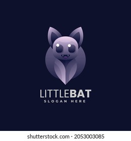 Vector Logo Illustration Little Bat Gradient Colorful Style.