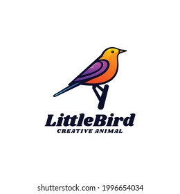 Vector Logo Illustration Little Bird Gradient Colorful Style.