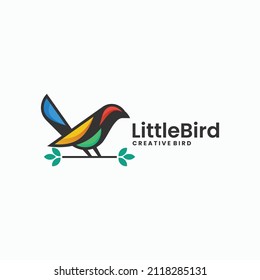 Vector Logo Illustration Little Bird Simple mascot Style.