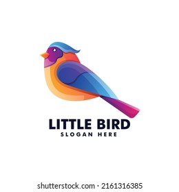 Logo Vector Ilustración Pequeño Gradiente De Pájaro Colorido Estilo.