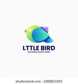 Vector Logo Illustration Little Bird Gradient Colorful Style