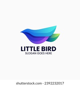 Vector Logo Illustration Little Bird Gradient Colorful Style