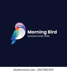 Vector Logo Illustration Little Bird Gradient Colorful Style