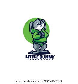 Vector Logo Illustration Little Bunny Mascot Cartoon Style.