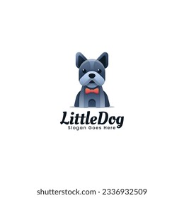 Vector Logo Illustration Little Dog Gradient Colorful Style