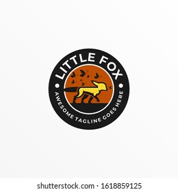 Vector Logo Illustration Little Fox Vintage Badge