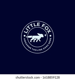 Vector Logo Illustration Little Fox Vintage Badge