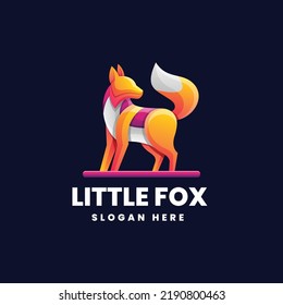 Vector logo illustration Little Fox gradient colorful style
