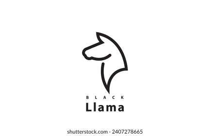 Vector Logo Illustration Llama Elegant Silhouette